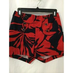 Shoshanna Women's Short Red Floral Print Stretch Candence High Waist Size 0 NWT